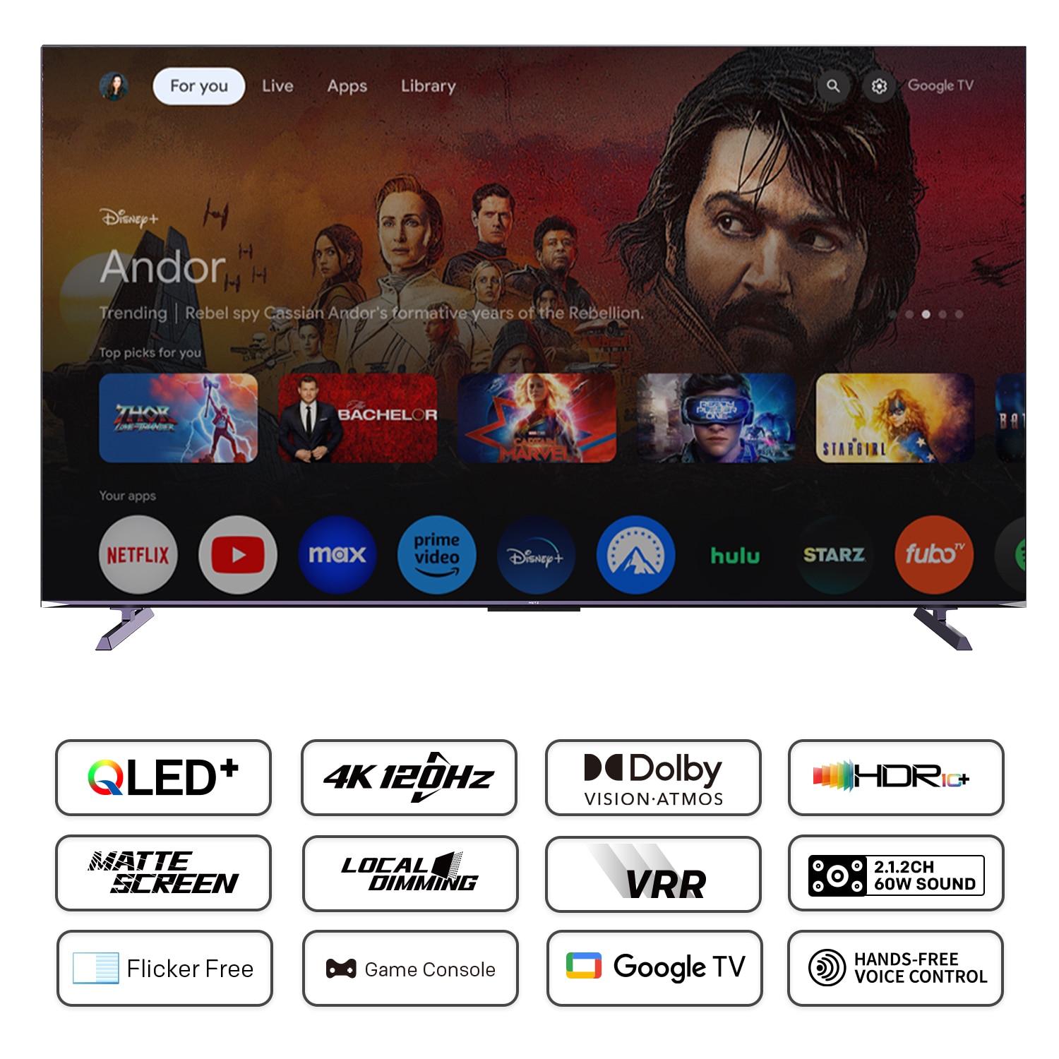 Televizor METZ QLED 100MQE8500, 253 cm, Smart Google TV, 4K Ultra HD, 100Hz, Clasa F