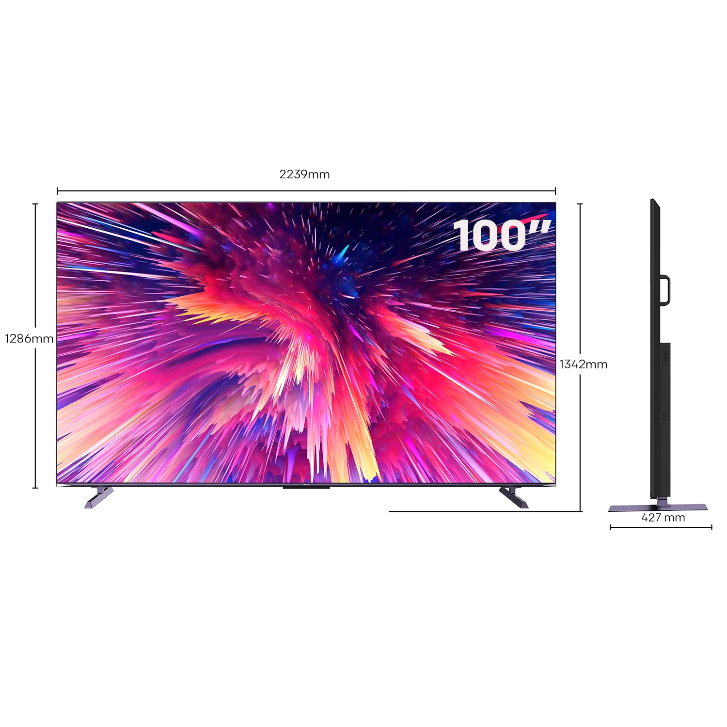 Televizor METZ QLED 100MQE8500, 253 cm, Smart Google TV, 4K Ultra HD, 100Hz, Clasa F