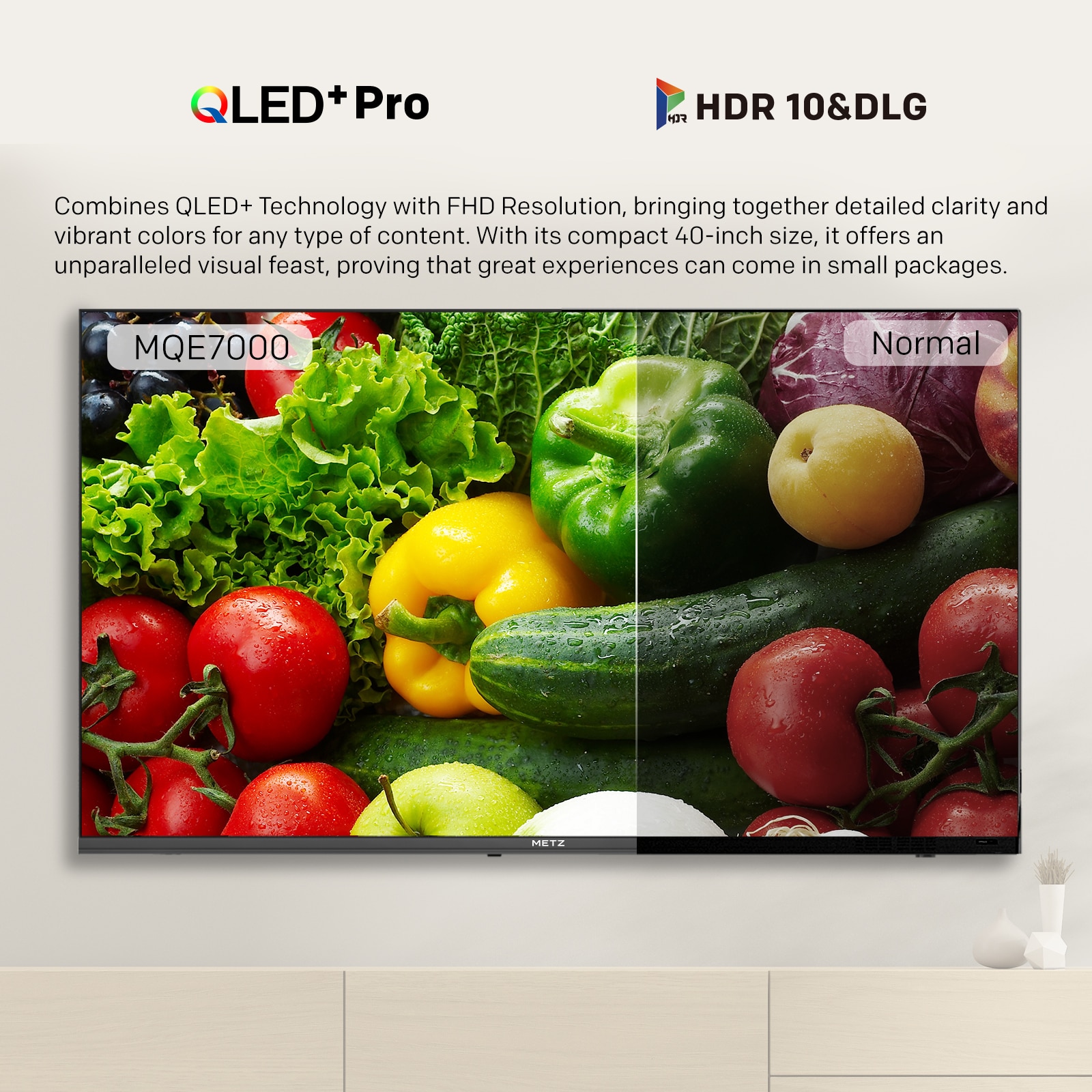 Televizor METZ QLED 40MQE7000, 100 cm, Smart Google TV, Full HD, Clasa E