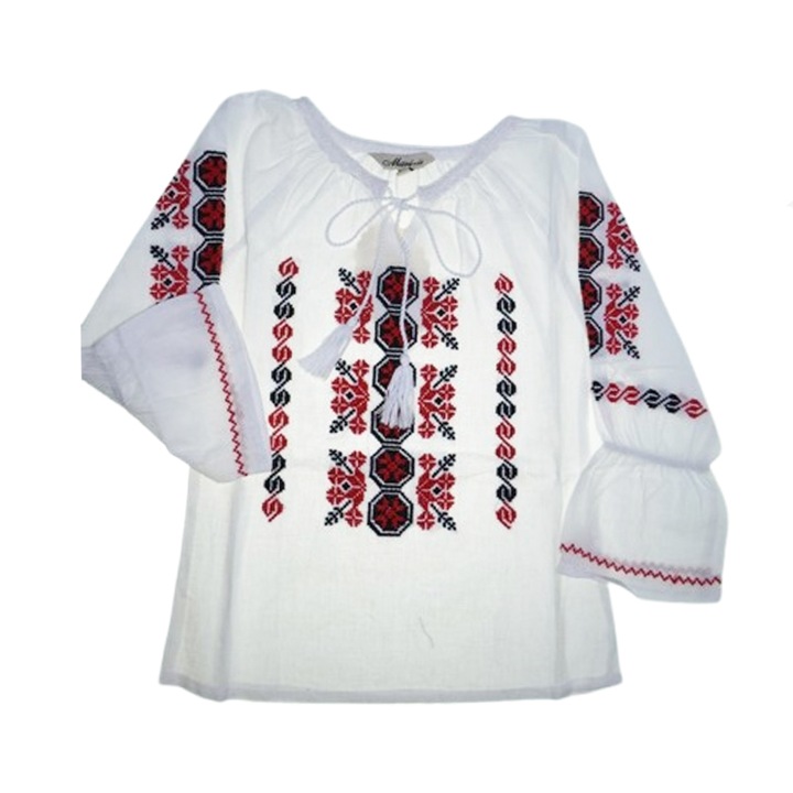 Традиционна риза с дълъг ръкав за момиче Mini Junior IE-MJ9, Бяла 14-15г.