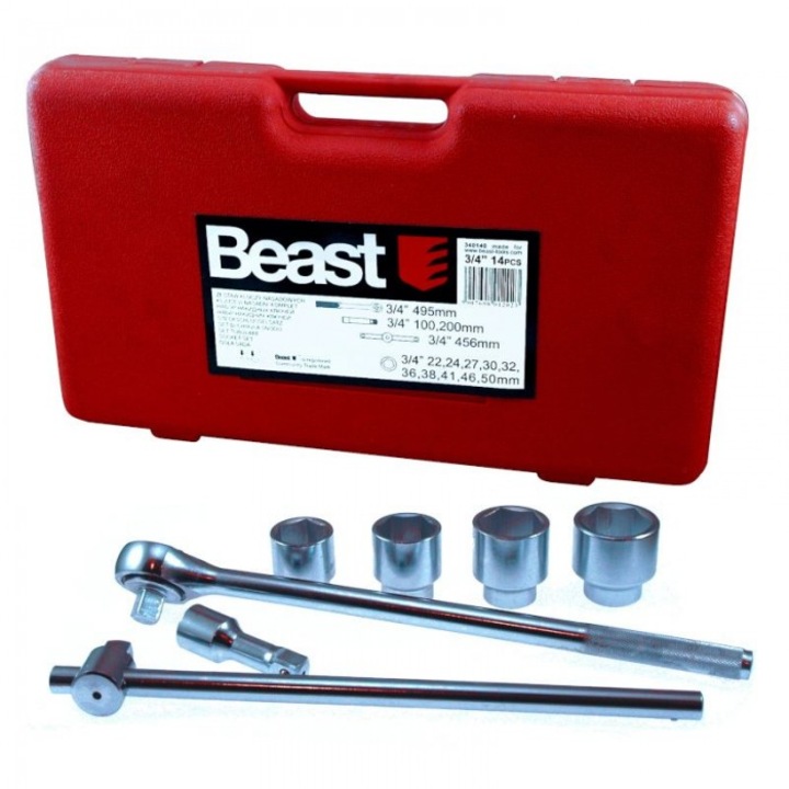 Set chei 3/4', Beast, 22-50 mm, 14 piese, plastic