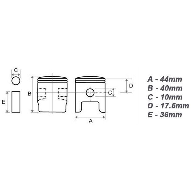 44mm Zylinder & Kolben Berlan BMS520A / Hecht 130R / Knappwulf KM132 Motorse