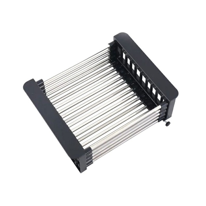 Suport bucatarie Antbro® pentru vase si alimente, extensibil, inox, 28-46 x 22.5 x 9 cm