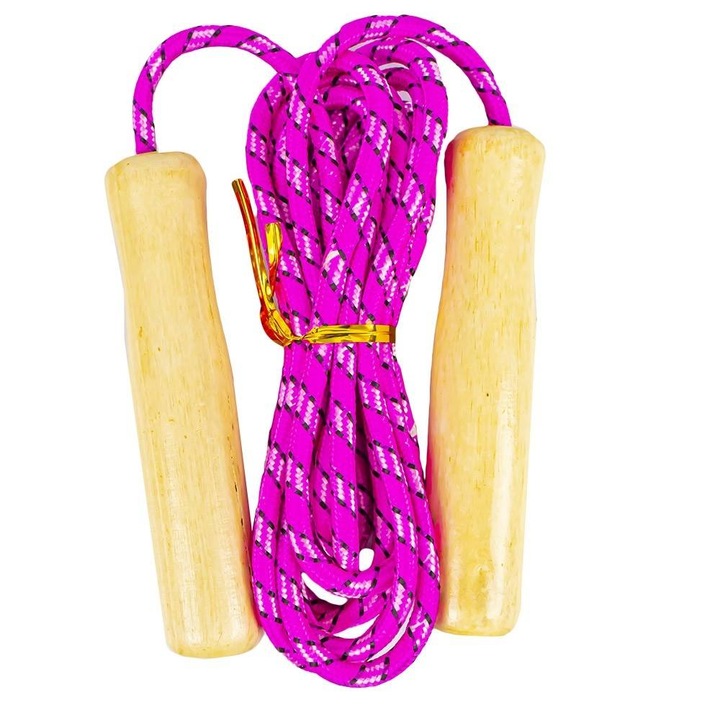 Coarda pentru sarit, manere din lemn, roz