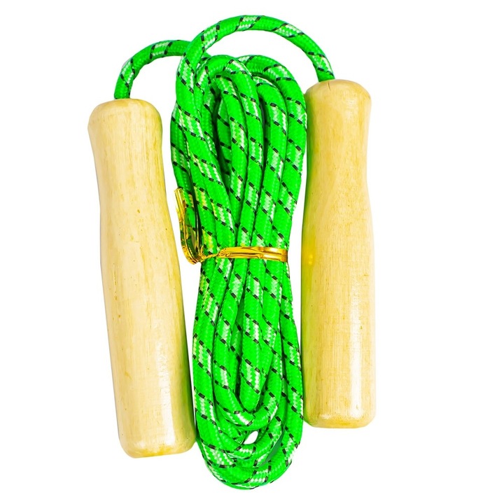 Coarda pentru sarit, manere din lemn, verde