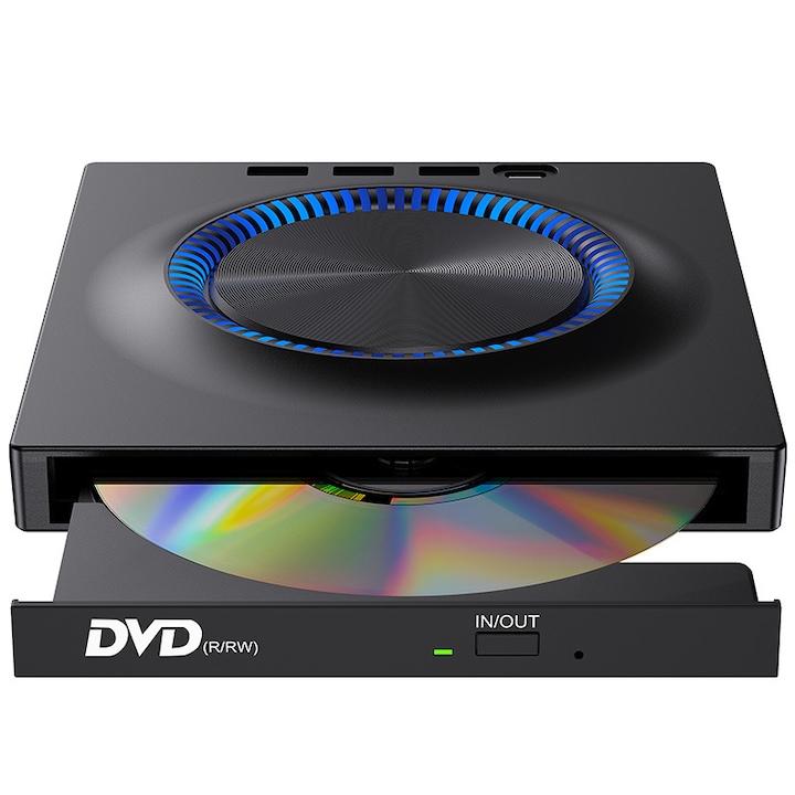 DVD Blu-ray записващо устройство, удължител за мобилно оптично устройство, BD+CD четене и запис, външен компютър, черен