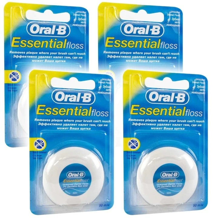 Oral-B Essential Floss Regular fogselyem, 50 m, 4 db-os készlet