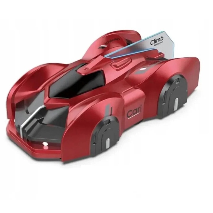 Колата, която минава на стени и таван, с дистанционно и светлини, пластмасова, USB зареждане, червена