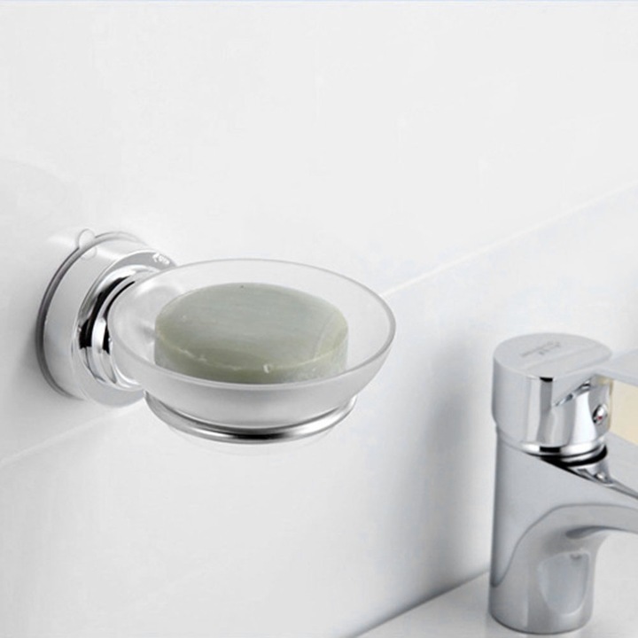 Szappantartó rozsdamentes acélból, Jormftte, tapadókorongos kialakítás, rozsdaálló, könnyen felszerelhető, fehér