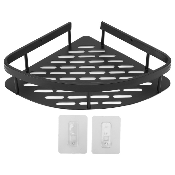 Suport triangular pentru dus, aluminiu, rezistent la rugina, negru