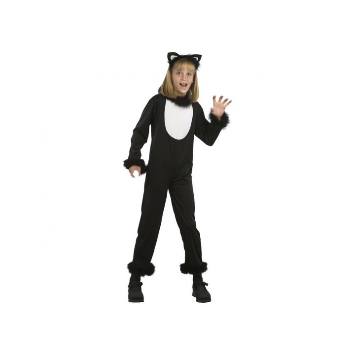 Costum carnaval pisica pentru copii Halloween Black, marime 120/130 cm 6-7 ani