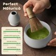 Set pentru Ceai Matcha, Set ceai Matcha 7 piese, Bol pentru Matcha, Suport pentru tel, Lingurita din Bambus, Stand pentru lingurita, Panza de Ceai Din Bumbac, Suport pentru tel Cerami, Sita, Ambalaj Cadou, Alb