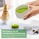 Set pentru Ceai Matcha, Set ceai Matcha 7 piese, Bol pentru Matcha, Suport pentru tel, Lingurita din Bambus, Stand pentru lingurita, Panza de Ceai Din Bumbac, Suport pentru tel Cerami, Sita, Ambalaj Cadou, Alb