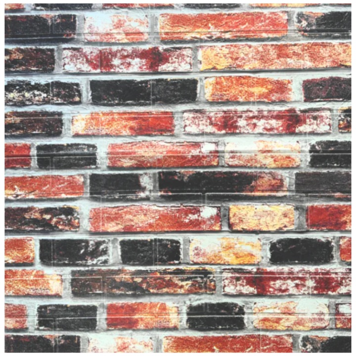 10 darabos SDEPOT® tapétalap készlet, 3 mm vastag, 70x77 cm méretű, valósághű téglamintás, többszínű minta