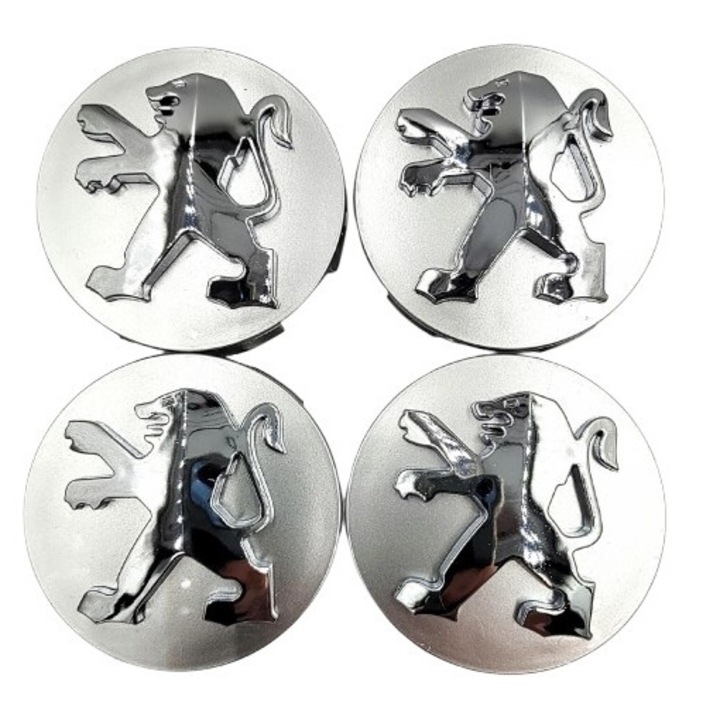 4 db kerékburkolat készlet, Peugeot 60mm, Ezüst, 16 colos