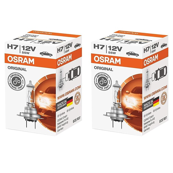 Халогенни крушки за фарове Osram H7 12V 55W комплект 2 бр., прозрачни