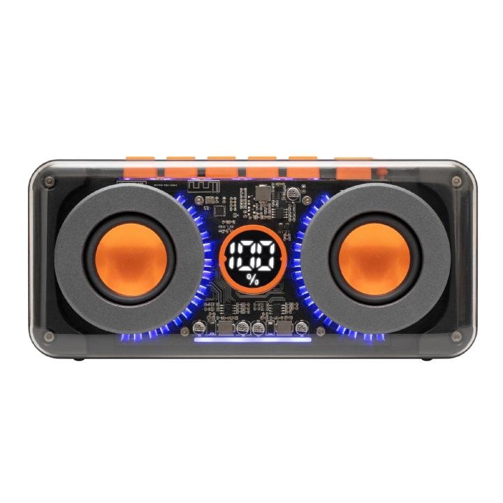 Difuzor wireless si player multimedia 2x10W, RGB LED, 3000 mAh, negru