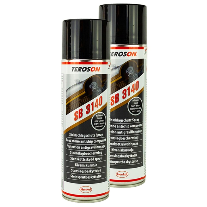 Pachet 2 x Spray negru Teroson SB3140 cu PVC pentru reparatie caroserie 500 ml