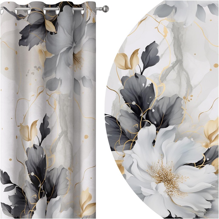 Draperie gata confectionat, HomeView, ZAP225, Inele, Poliester, 180g/m2, Simpla, Multicolor, 140x250 cm