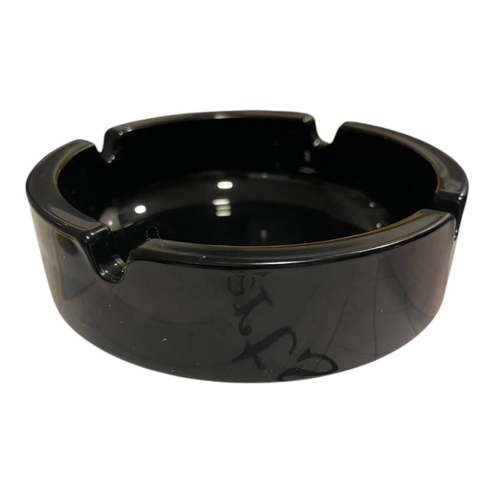 Scrumiera de sticla Selena, 105mm, compacta si durabila, negru