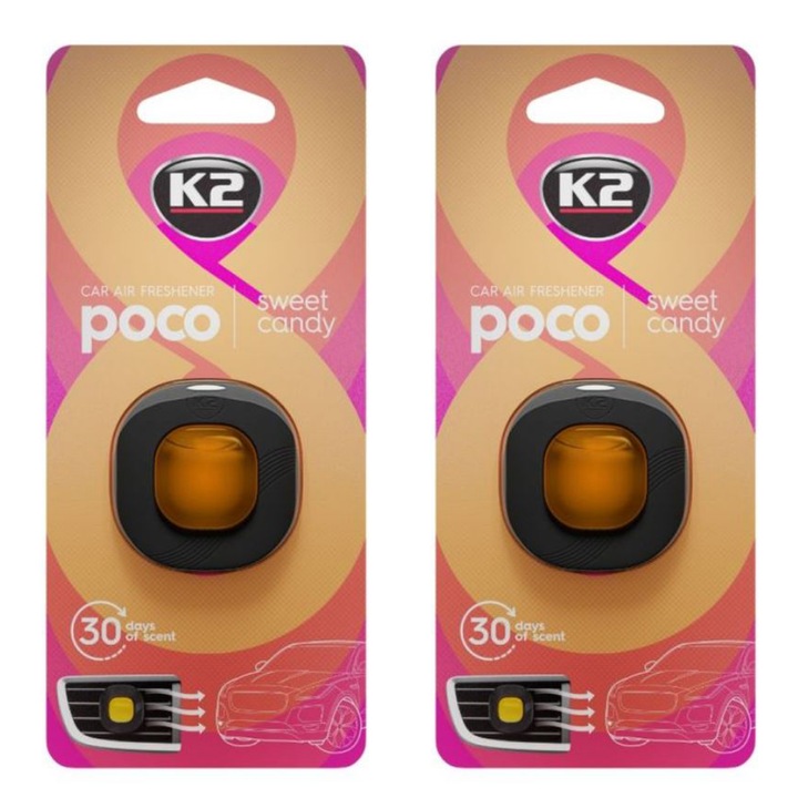 2 db autós légfrissítő, K2 poco édes cukorka csomag (Női)