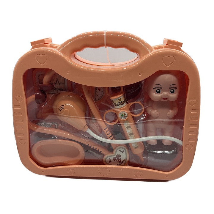 Set de doctor, cu bebelus pentru examinat, + 3 ani, multicolor, 27 cm, Vision XXI