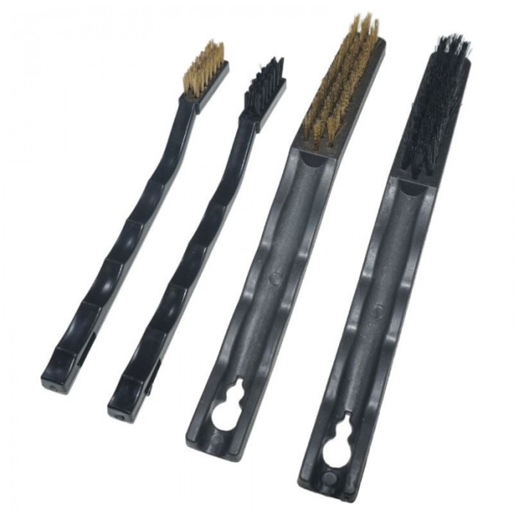 Комплект 4 метални четки Beast, 2x 40mm, 2x 100mm, ергономични дръжки, найлон и неръждаема стомана