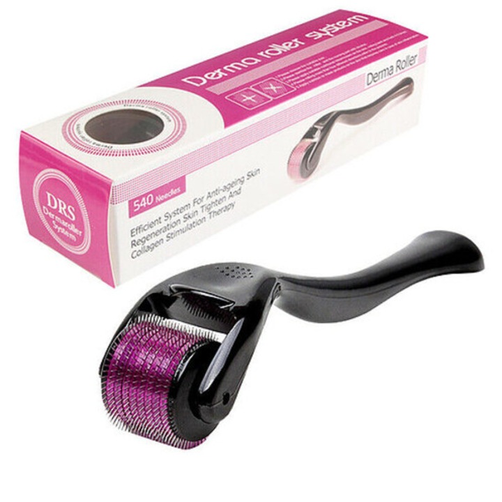 Rola Dermatologica, Dermaroller DRS, Impotriva caderii parului, Vergeturilor, Cicatricilor, Ridurilor, Contine Carcasa Protectoare de impuritati, 540 ace din Titan, 1 mm, Unisex