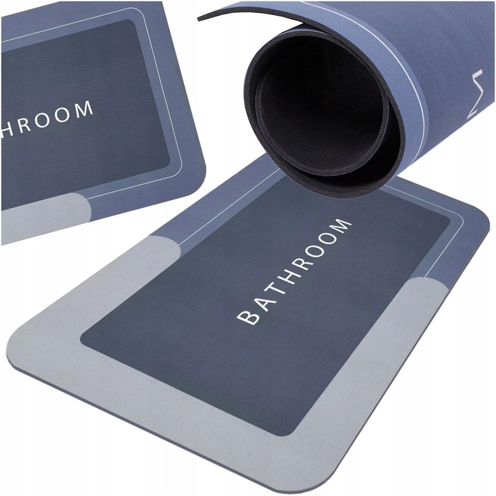 Covoras de baie antiderapant din spuma cu uscare rapida, 60x40 cm, forma dreptunghiulara, absorbtie instantanee, suprafata moale si confortabila, ideal pentru baie, dus sau toaleta, lavabil la masina, design modern, culoare neutra