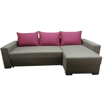 Coltar extensibil Rileft Modella, reversibil, 245 x 145 x 97 cm, textil, Bej/3 perne roz Coltar extensibil Rileft Modella, reversibil, 245 x 145 x 97 cm, textil, Bej/3 perne roz