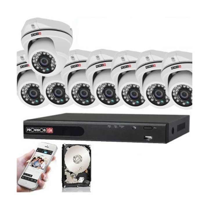 Provision AHD-23 dome 8 kamerás megfigyelő kamerarendszer 2MP FULL HD 2 TB HDD beépített merevlemezzel