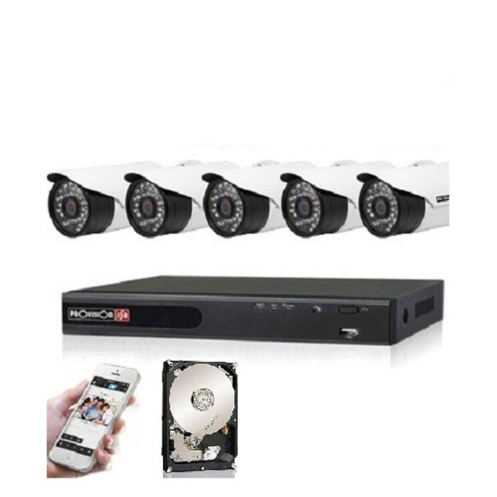 Provision AHD-36 5 kamerás kamerarendszer 2MP Full HD 1920X1080p 2 TB HDD beépített merevlemezzel