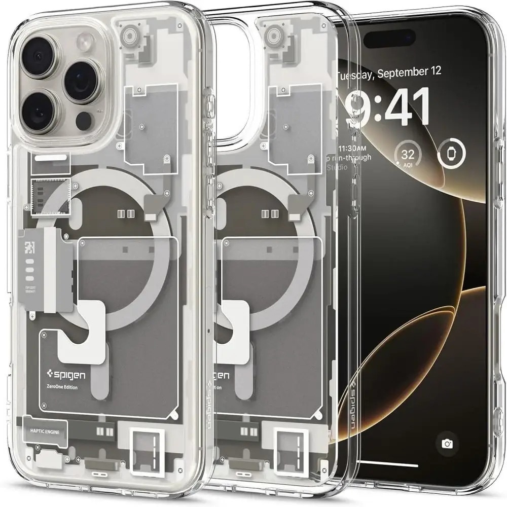 Carcasa Spigen Ultra Hybrid MagSafe compatibila cu iPhone 16 Pro Zero One Natural Titanium