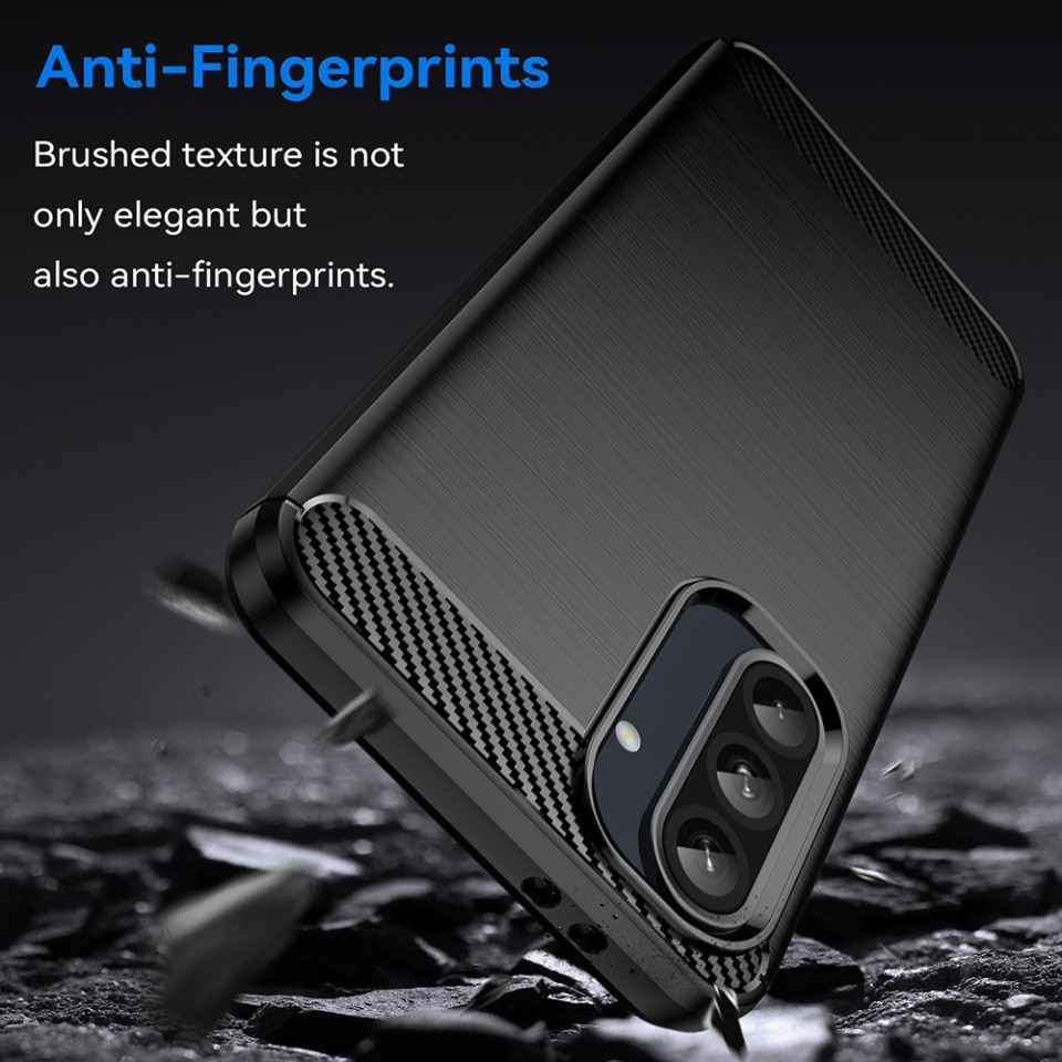 Husa pentru Samsung Galaxy A26 5G, SKYDDAR INNOVATION, Carbon Silicone, din Silicon Premium, Slim, cu textura Fibra Carbon, Negru, set cu sticker