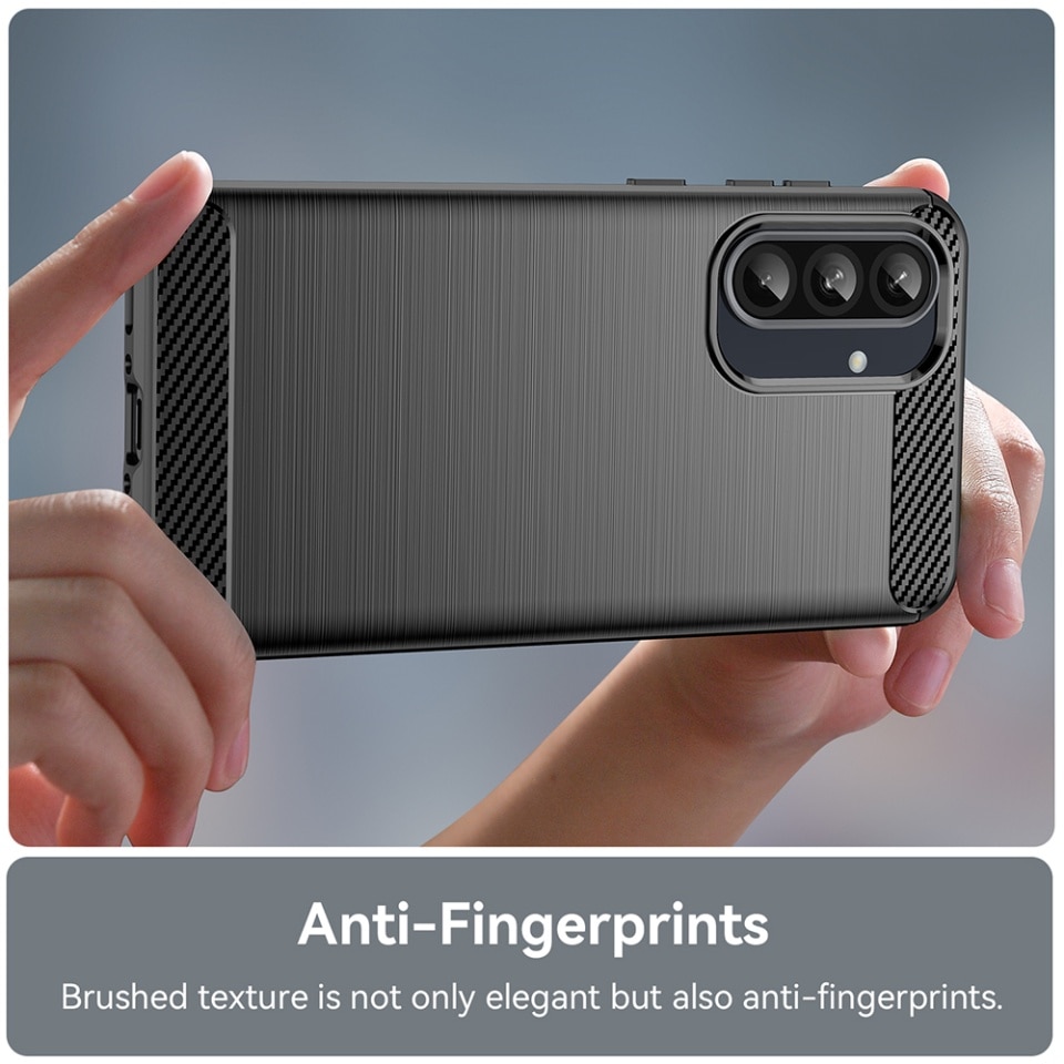 Husa pentru Samsung Galaxy A26 5G, SKYDDAR INNOVATION, Carbon Silicone, din Silicon Premium, Slim, cu textura Fibra Carbon, Negru, set cu sticker