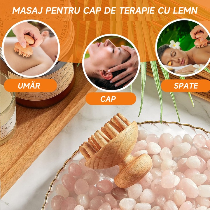 Set Masaj 6 Piese Din Lemn de Fag, Pentru Modelarea Corpului Relaxarea Muschilor Indepartarea Celulitei Lemn, Maro