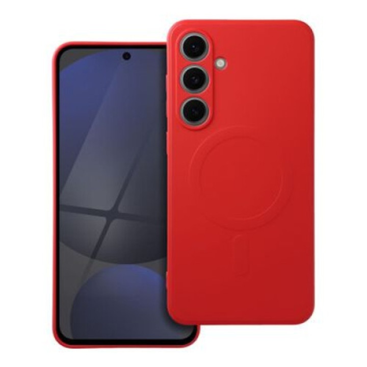 Husa pentru Samsung S24 Plus Daden® MagCover Silicon cu MagSafe, Protectie Camera, Antisoc, Rosu