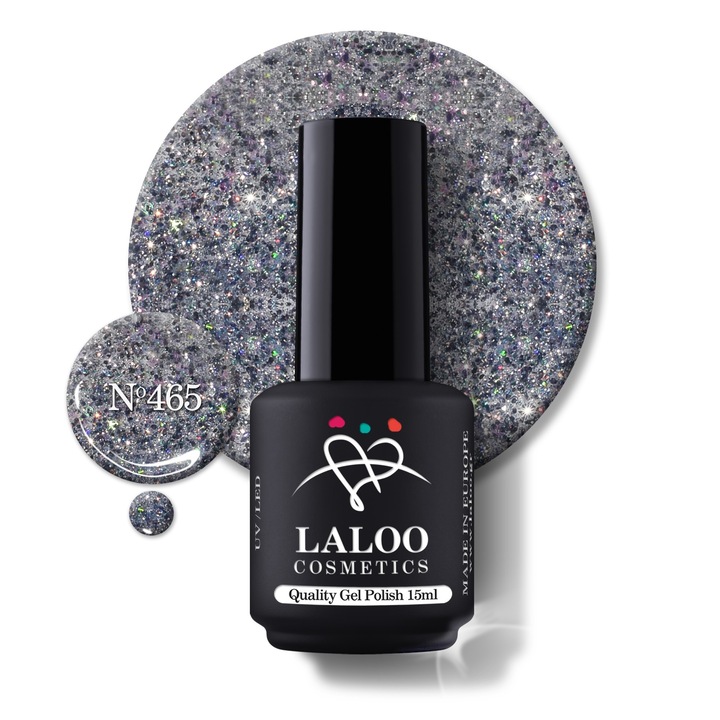 Oja semi-permanenta 465 Steel Glitter green sequin Laloo 15ml