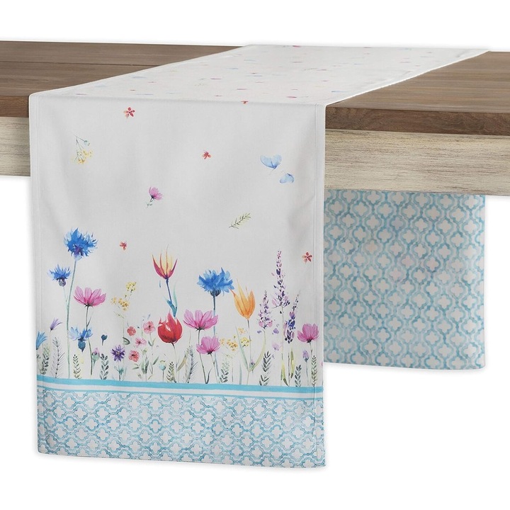 Traversa de Masa Dining, Maison d'Hermine, Bumbac 100%, design floral, 50 x 150 cm