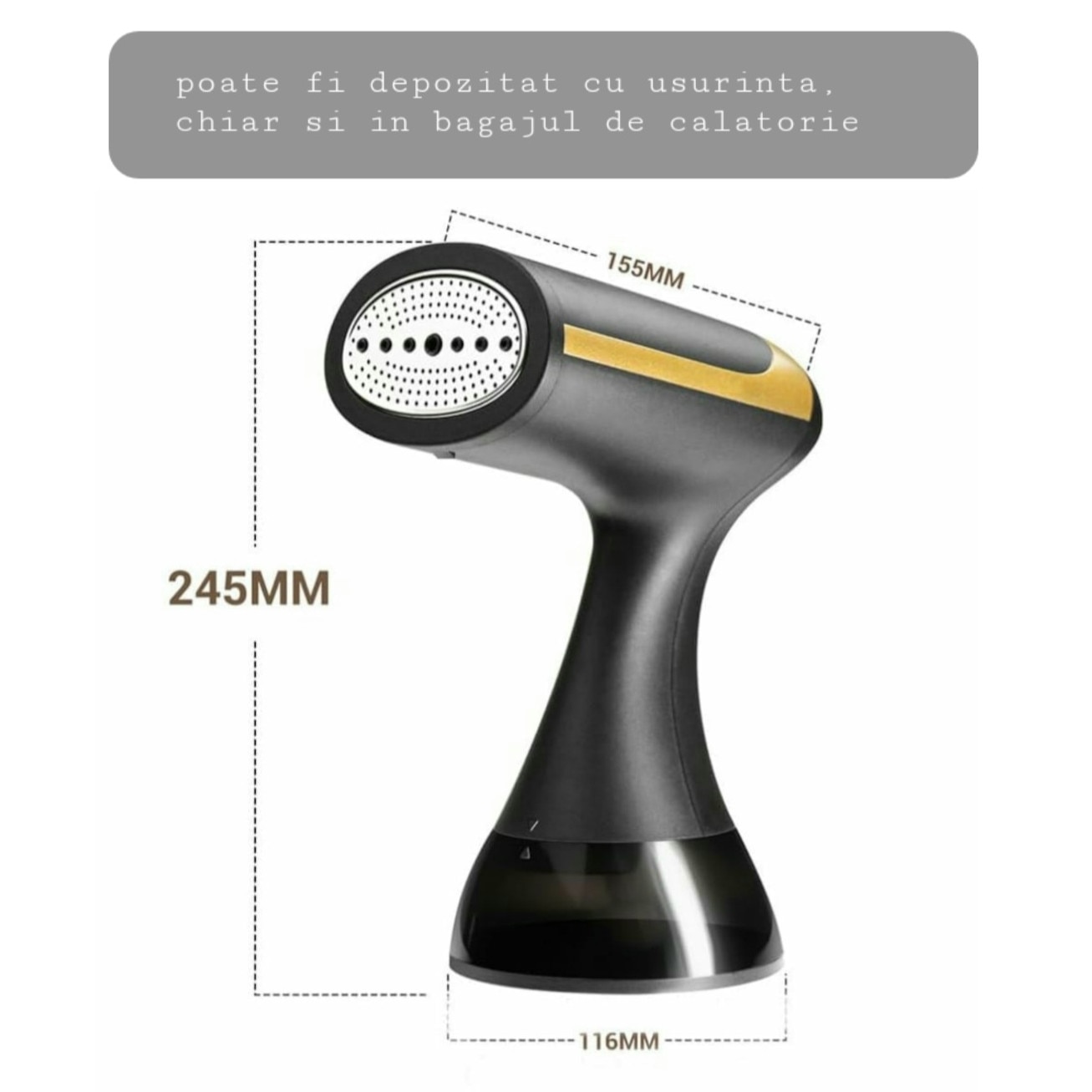 Aparat de calcat cu abur, vertical/orizontal, portabil, 1500 W, incalzire rapida