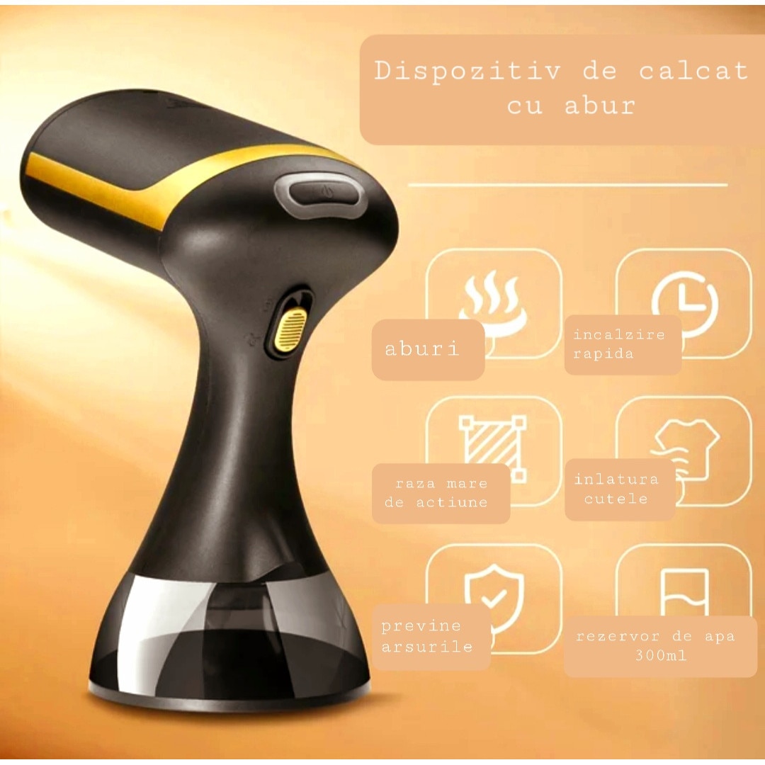 Aparat de calcat cu abur, vertical/orizontal, portabil, 1500 W, incalzire rapida