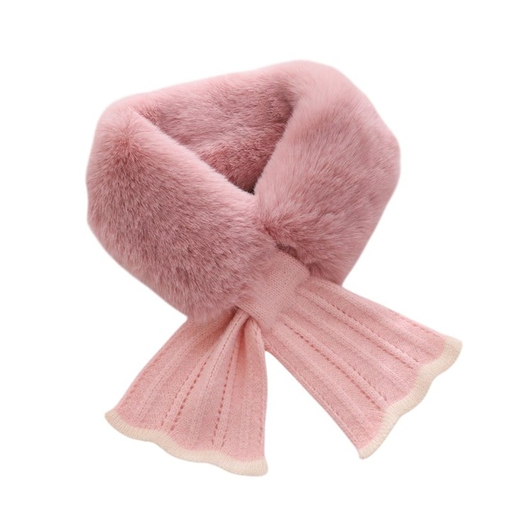 Esarfa dama, Blana artificiala, Roz, Marime unica