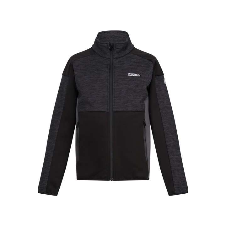 Regatta Highton III gyerek polár pulóver dzseki, szürke/fekete pecsét, Szürke ólom