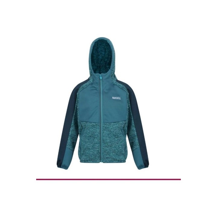 Regatta Dissolver VI Kids Zip Up kapucnis kapucnis, Pagoda Blue/Dragonfly, Sötét türkiz, 164 CM