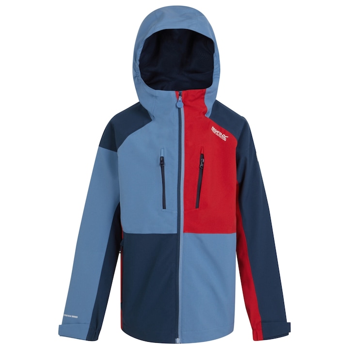 Regatta Highton V Kids cipzáras kapucnis pulóver, Coronet Blue/Moonlight farmer, Melange indigókék