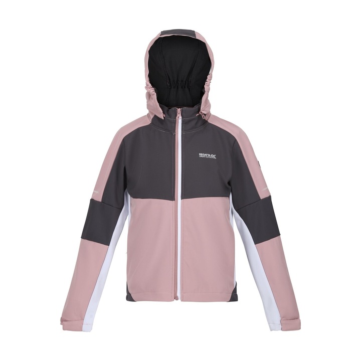 Regatta Acidity VI Soft Shell dzseki gyerekeknek, Dark Rose/Seal Grey, Melange halvány rózsaszín