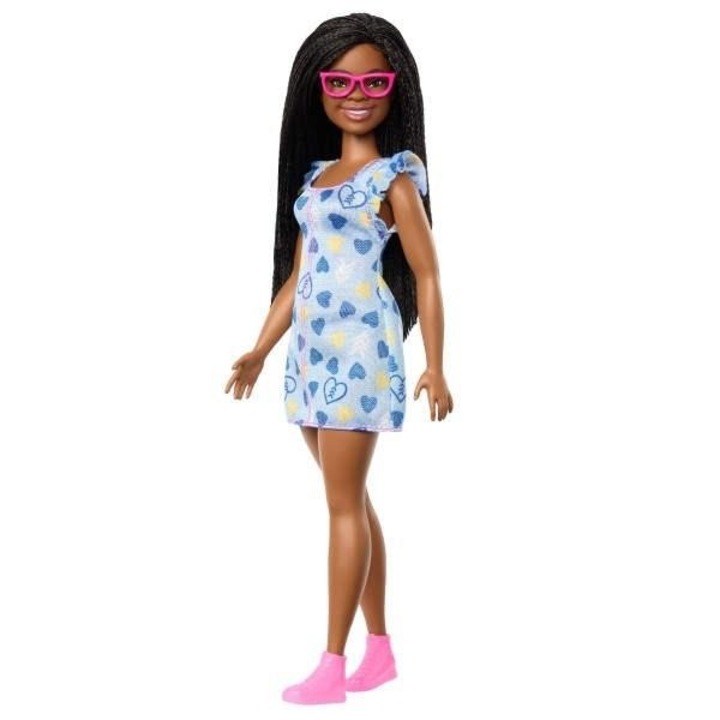 Barbie Fashionista, Down-szindrómás baba, szívecskés ruha, 325x100mm