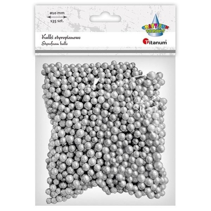 135 db polisztirol golyós készlet 5/7mm titán ezüst, 200x140mm