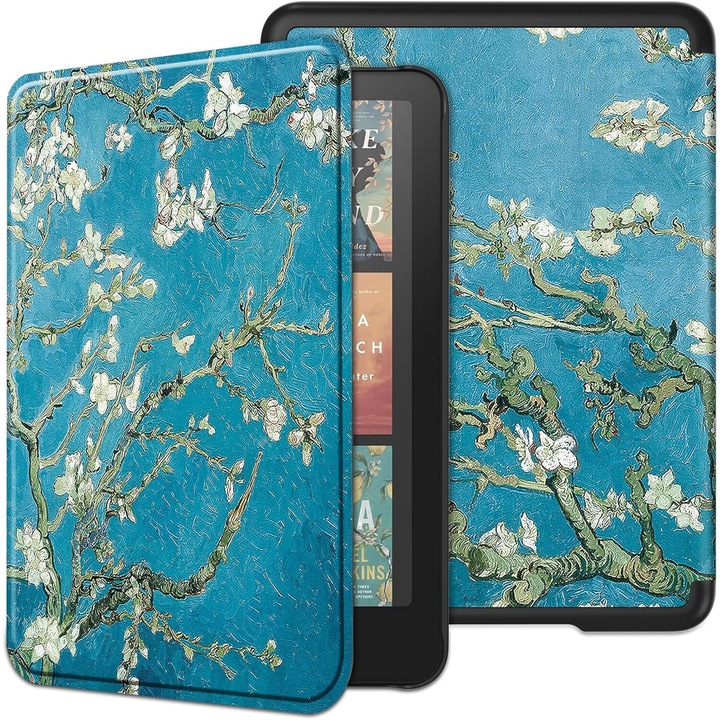 Калъф, Съвместим с Kindle Paperwhite 2024 (12-то поколение) 7 инча / Kindle Colorsoft Signature Edition 7 инча тънък, ултра лека функция за сън/събуждане, магнитно затваряне - кайсиеви цветя