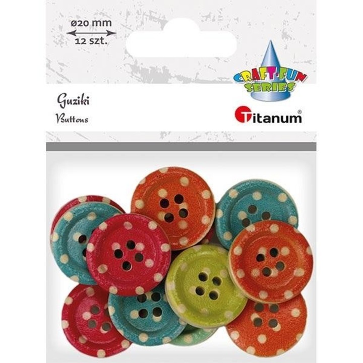 Nasturi din lemn, Titanum, set 12 buc, culori pastelate, 20mm